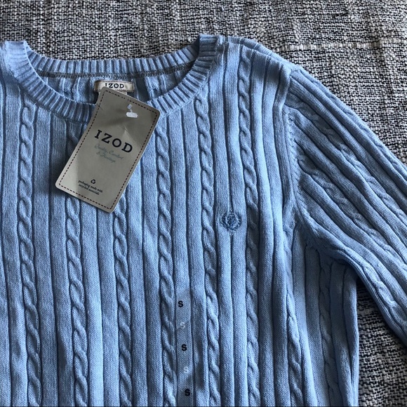 “Izod” Baby Blue Cable Knit Pullover Sweater NWT - Picture 4 of 6